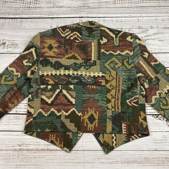 Lori Zoni Vintage Aztec Western Studded Short‎ Crop Blazer Jacket Size Medium - Picture 8 of 8
